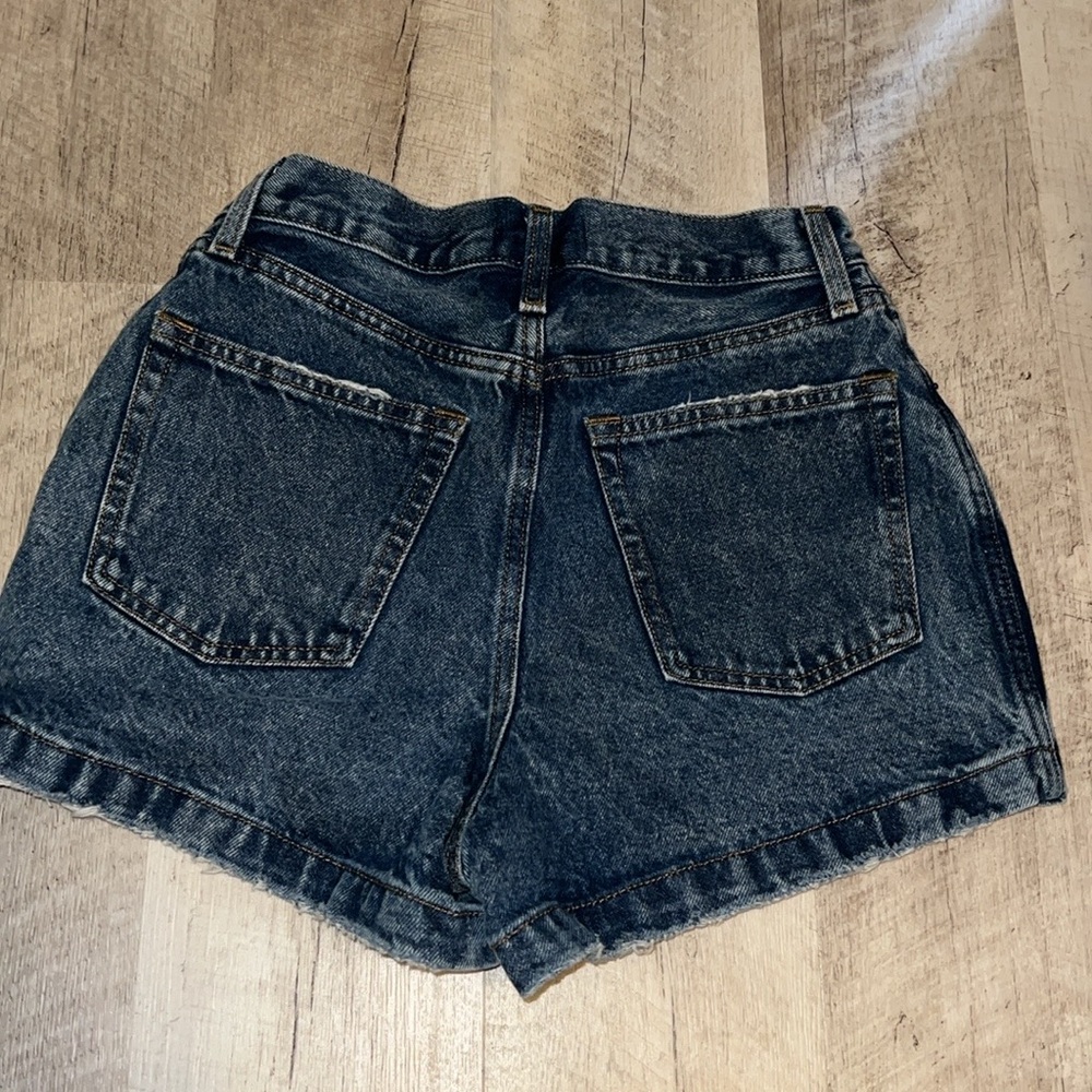 Abercrombie & Fitch Natural Waist 27\4 Distressed Blue Denim Shorts, flawless - Picture 3 of 5